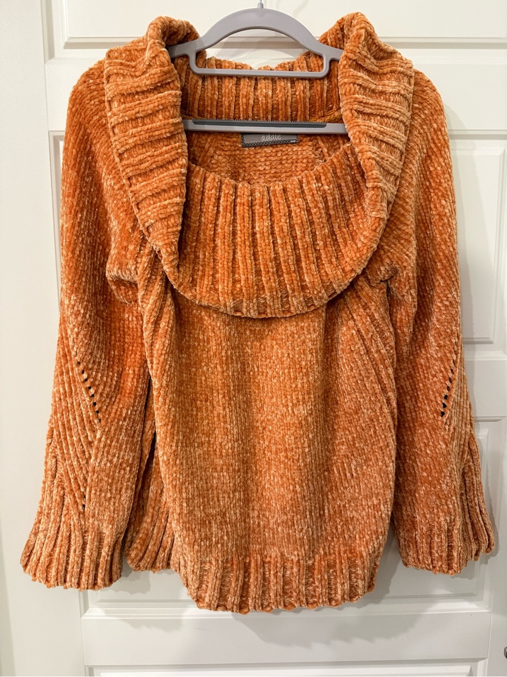 Plush Chenille Cowl Neck Sweater - Orange